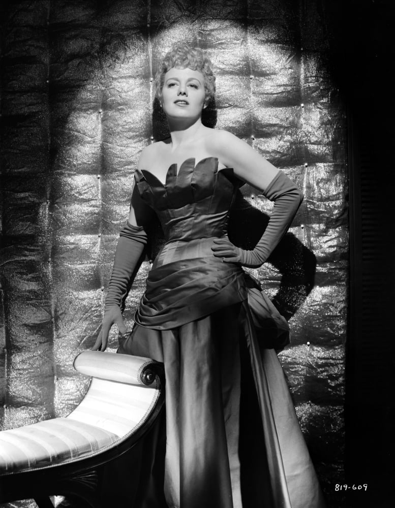 Shelley Winters Posed in Black Silk Shoulder Dress and Gloves Photo ...