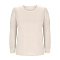 thumbnail image 6 of ABATAB Womens Long Sleeve Shirts Lace Tops Business Casual Fall Fashion Outfits Clothes Ribbed Knitted Hollow Sleeve Fashion Pullover(Medium,Beige), 6 of 6