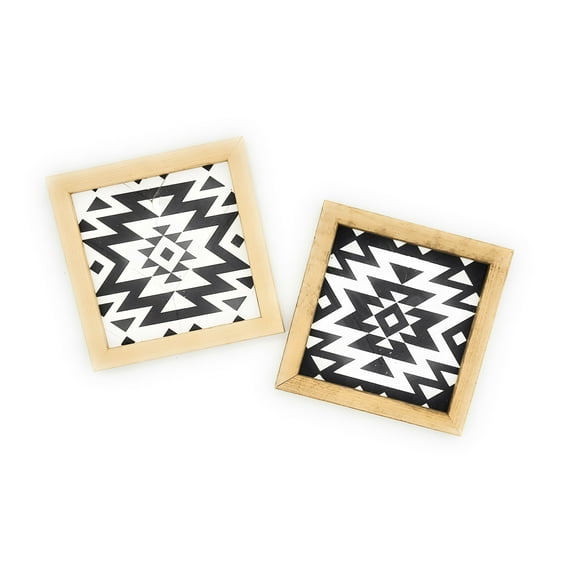 Southwestern Decor Boho Style Aztec Herringbone Wooden Sign 10x10