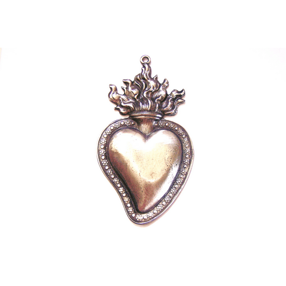 Large Pewter Sacred Heart Milagro Ex Voto