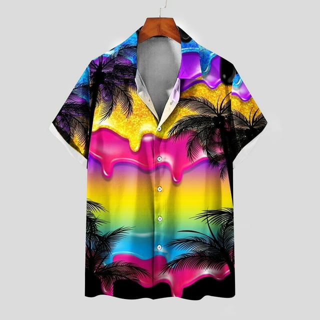 Mefallenssiah Chemise Homme Imprimée 3D Chemise Hawaïenne Col Mode Décontractée Chemise de Plage Haut