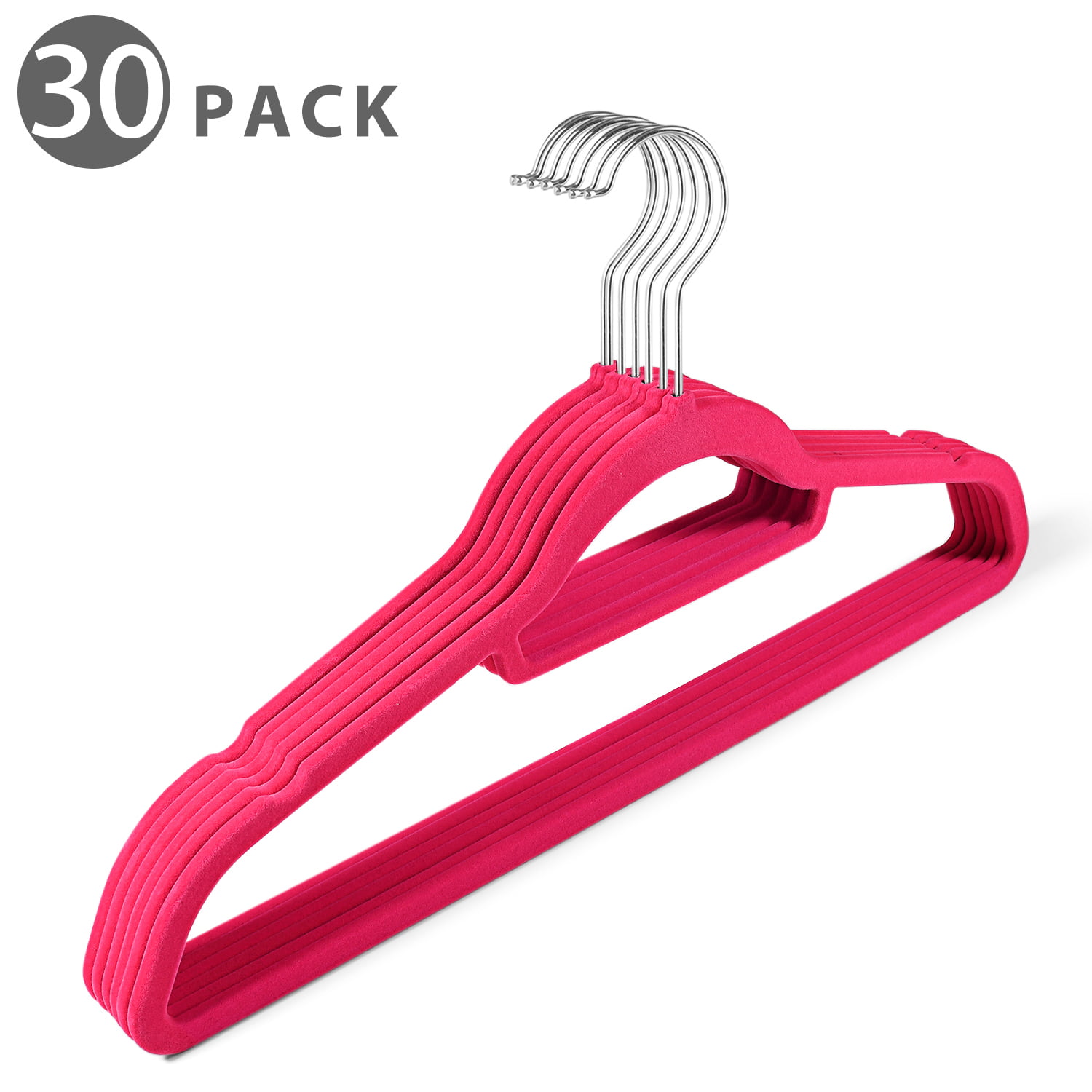 Valvet Hangers Coat Clothes Trouser Hanging Bar Non Slip pink Colour Space Save 