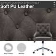 thumbnail image 5 of Vanity Chair Accent Chair, PU Leather Office Chair Swivel Vanity Chair with Adjustable Height and Metal Base for Study Living Bedroom, Gray, LJ3214, 5 of 9