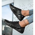 thumbnail image 5 of Women's and Men's Sequin Sneakers - Sparkly Low Top Lace-Up Fashion Shoes for Concert & Casual Wear, 5 of 14