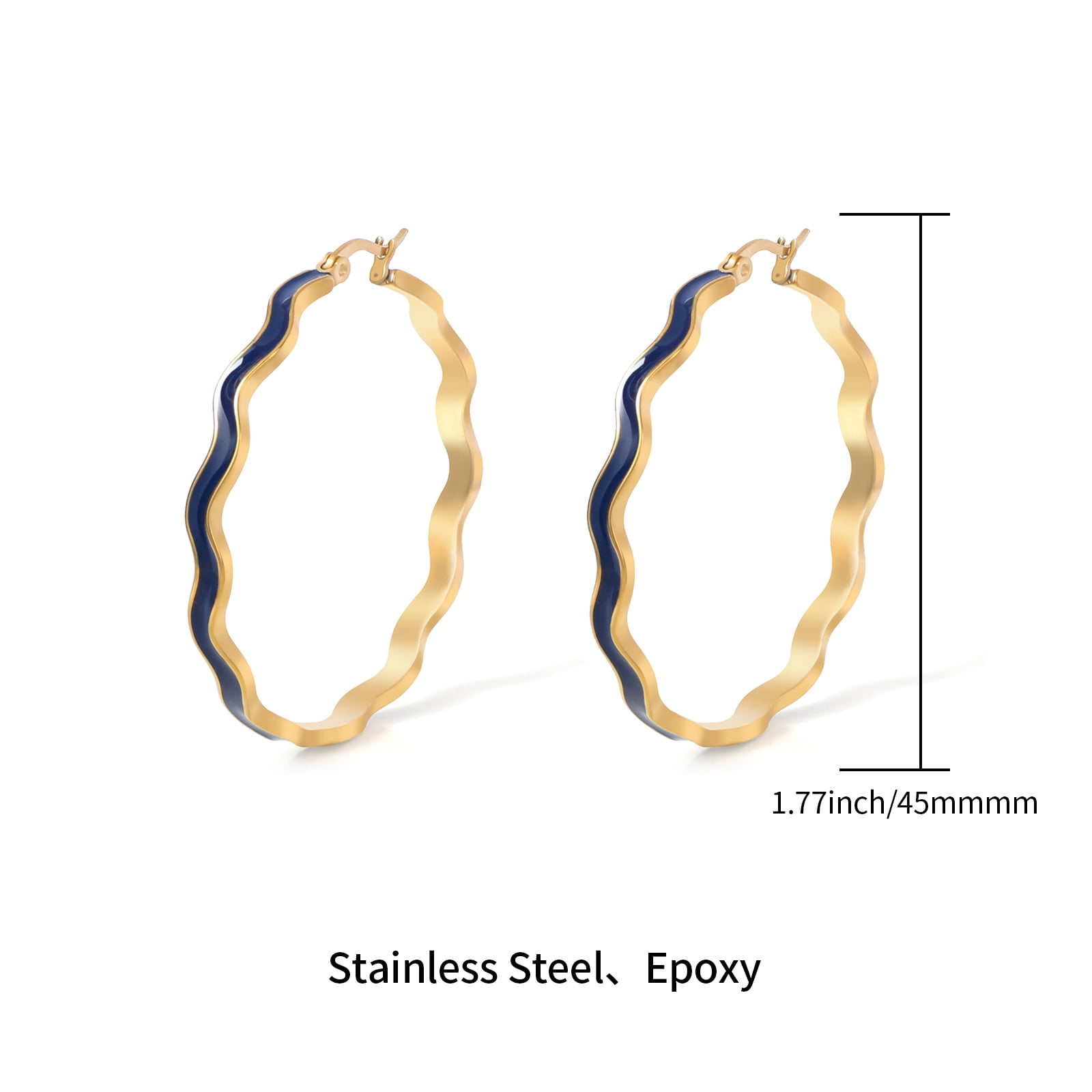 Lsnesstla Chunky Enamel Hoop Earrings for Women 18K Gold Plated Colorful Wave Earrings Jewelry  Gift for Girlfriend Wife