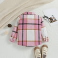 thumbnail image 5 of Gubotare Flannel Baby Toddler Baby Flannel Jacket Baby Boy Girl Plaid Coat Button Down Kids Fall Winter Outerwear Size 6 12 Months (Pink,6-12 Months), 5 of 9