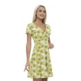 thumbnail image 1 of Women’s A Line Sunflower Summer Dress, Retro Triangle Arrangement, Cross Wrap V Neck, 6 Sizes, by Ambesonne, 1 of 2