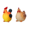thumbnail image 3 of Figuras en miniatura de pollo 2x Decoración de la forma de flores Resina Decoración decorativa Decoración Estatuas de jardín para el porche para el Naranja y marrón, 3 of 8