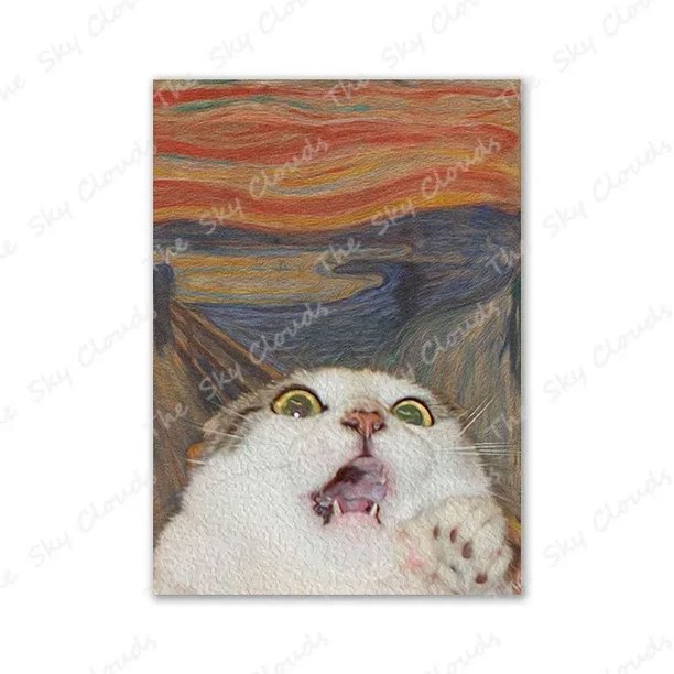 Pintura en lienzo de arte abstracto The Scream, póster divertido de gato y perro, impresión HD, imágenes de arte de pared modernas, decoración para sala de estar y dormitorio, regalo