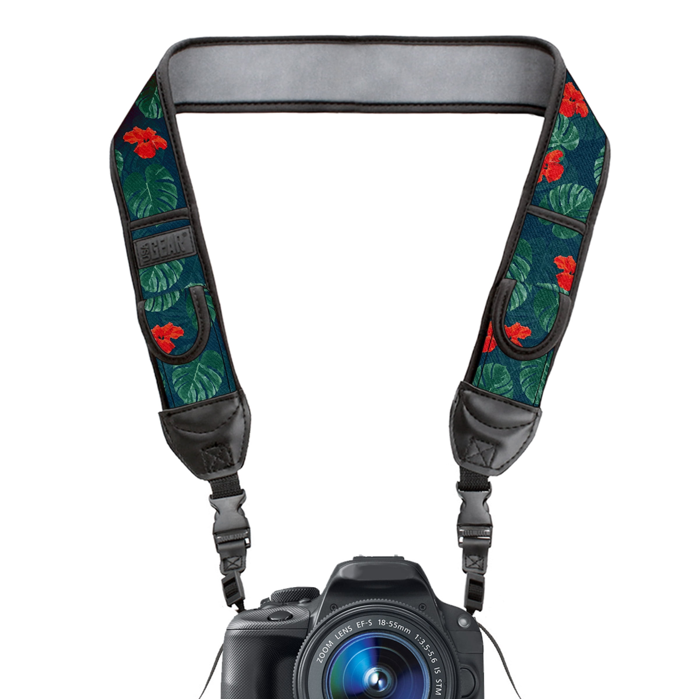 TrueSHOT Camera Strap with Tropical Neoprene Design , Accessory Pockets