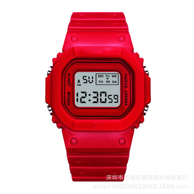 Reloj cuadrado pequeño verde Matcha para estudiantes y adolescentes, para deportes al aire libre, resistente al agua, reloj electrónico LED multifunción