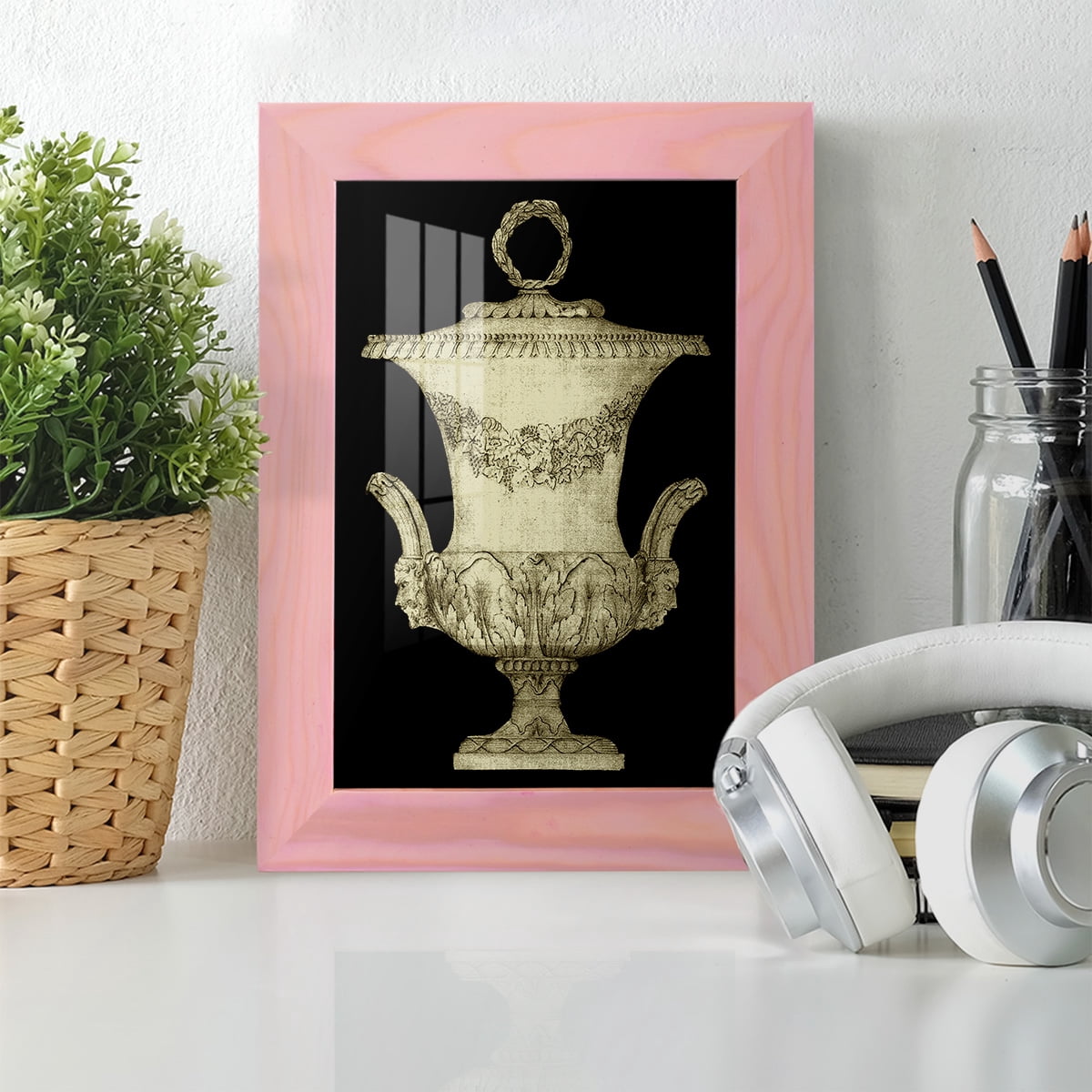 Garden Antiquities III -Framed Print w/glass-Sunset Pink