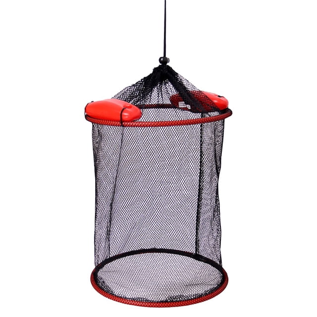 Foldable Fishing Mesh Bait Cage Trap Floating Basket for Live Caught Fish 25*30cm