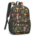 thumbnail image 2 of Mushroom and Moth Black Pattern 17" School Backpacks for Teens,Waterproof Oxford Fabric,S-Shape Padded Straps for School,Travel,Hiking,Camping, 2 of 6