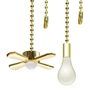 Ceiling Fan Pull Chain Ornaments Extension Chains with Decorative Light Bulb and Fan Cord 13.6 Inches Bronze Fan Pull Chain Set For Ceiling Light Lamp Fan Chain (Gold)