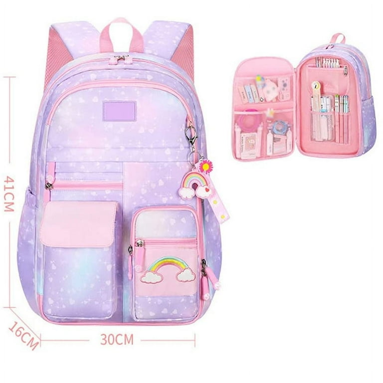 Girls Backpack,School Backpacks for Girls, Cute Book Bag with Compartments  for Teen Girl Kid Students Elementary Middle School, Kids' School Bag