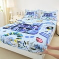 thumbnail image 3 of Manfei Teen Musical Note Full Size Sheets, Princess Butterfly Floral Bed Sheets, Blue Guitar Music Sheet Sets, Ultra Soft Home Decor, 4 Pieces, 3 of 7