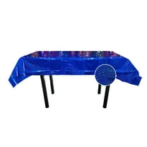 Nvzi-c 3 Pack Iridescence Plastic Tablecloths Shiny Disposable Laser Rectangle Table Covers Foil Metallic Tablecloth Iridescent Party Decorations Birthday Wedding Christmas 54"x108"，Dark Blue