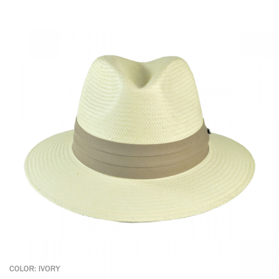 Toyo Straw Safari Fedora Hat - Khaki Band - XXL - Ivory/Khaki