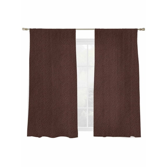 Leather Texture Sheer Curtains 72 Inch Long 2 Panels, Vintage Brown Classic Art Light Filtering Rod Pocket Semi Sheer Curtains, Sheer Voile Drapes for Living Room Bedroom, 52"x72"