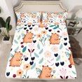 thumbnail image 2 of Homewish Lovely Capybara Bed Sheets,Country Floral Daisy King Sheets,Brown White Sheet Set For Boys Girl,Breathable Home Decor,4pcs, 2 of 7