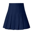 thumbnail image 4 of ZOHIUM Faldas De Mujer Elegantes Knee Length Skirts for Women Womens Girls Solid Pleated Skirt Basic Skirt Aline Design Skirt Summer Skirts Denim Skirt (Navy Blue,S), 4 of 4
