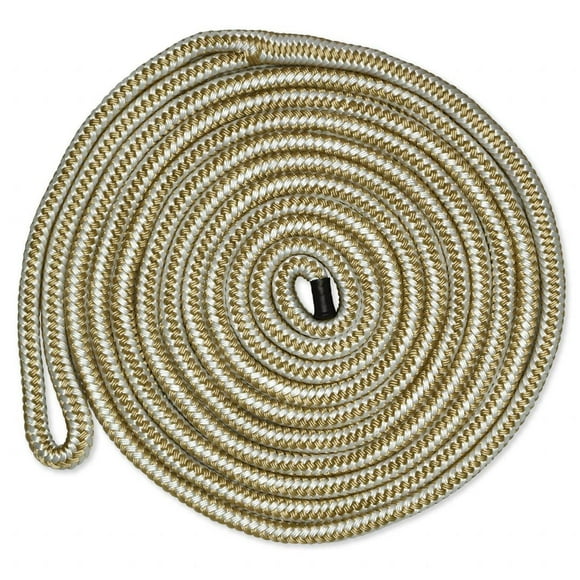 Martyr Anodes Boat Dock Line CDL1215WG Premium Cordage; Double Braided; UV Resistant/Abrasion Resistant; 1/2 Inch Diameter x 15 Foot Length; White Gold; Nylon