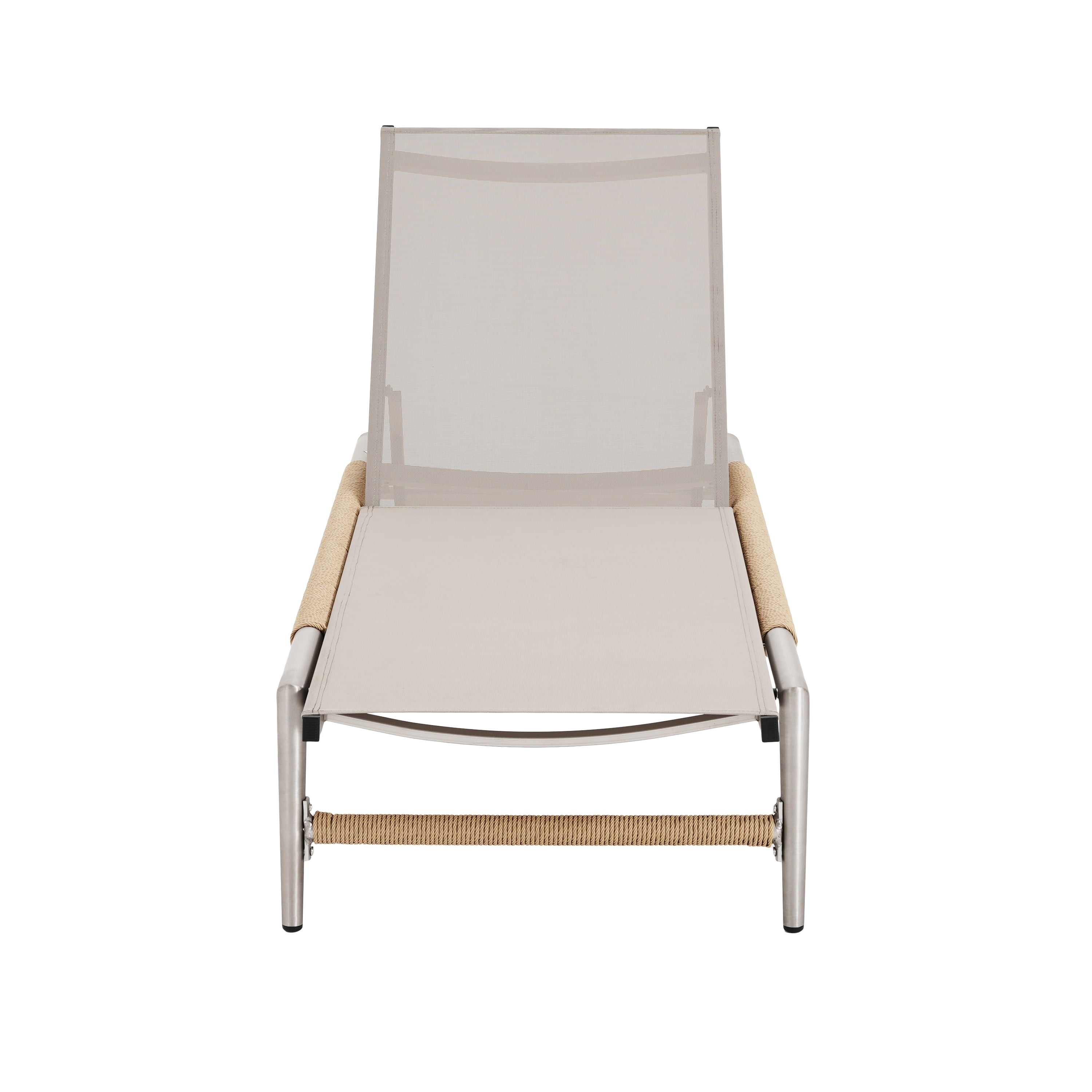 Outdoor Aluminum Frame Patio Chaise Lounges Set of 2 for Poolside Beach Deck, Silver