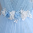 thumbnail image 5 of IBTOM CASTLE Toddler Flower Girls Tulle Dress Sleeveless Princess Tutu Dress Birthday Party Wedding Pageant Gown 4-5 Years Light Blue, 5 of 8