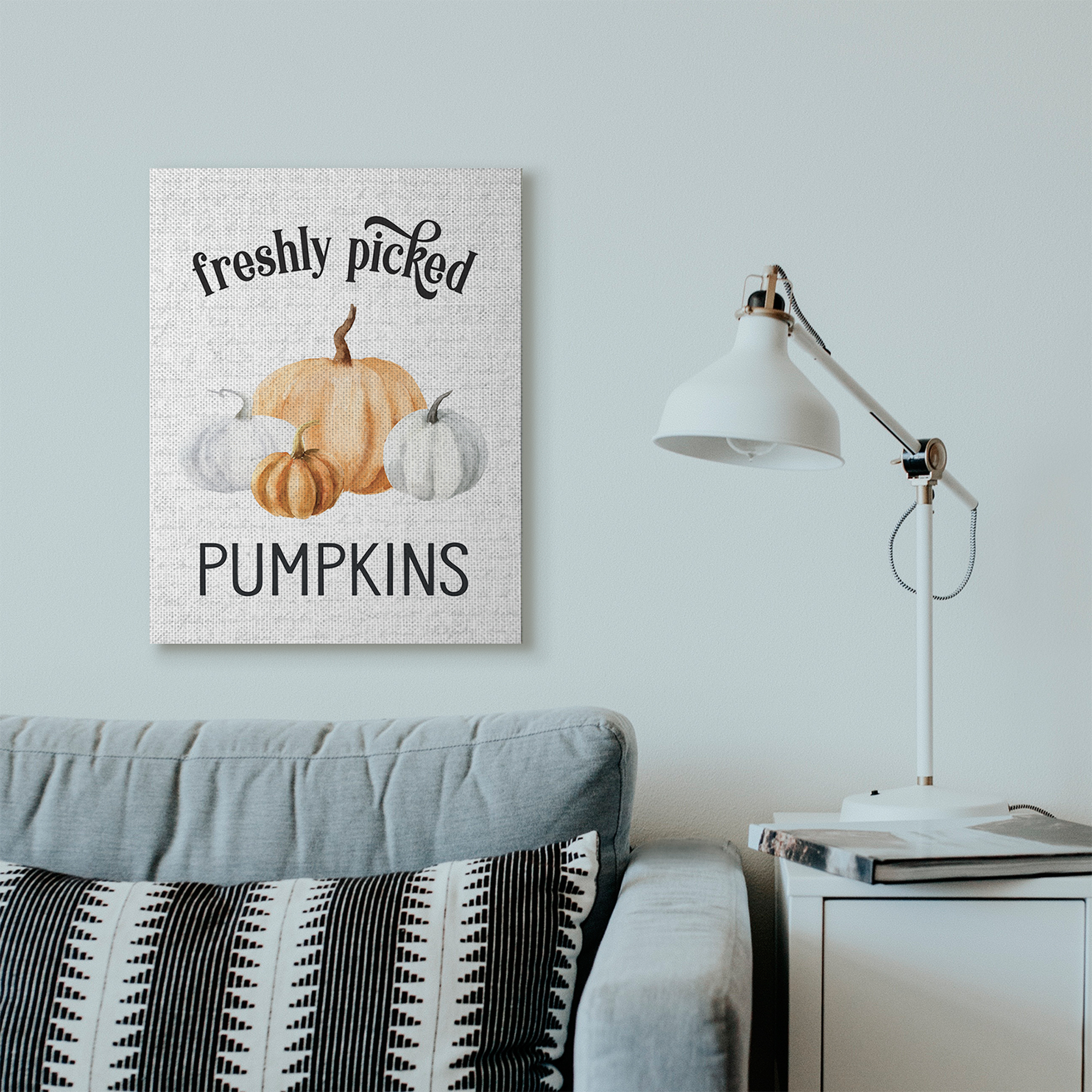 Stupell Industries Freshly Picked Pumpkins Autumn Fall Seasonal Design Canvas Wall Art by Lettered and Lined