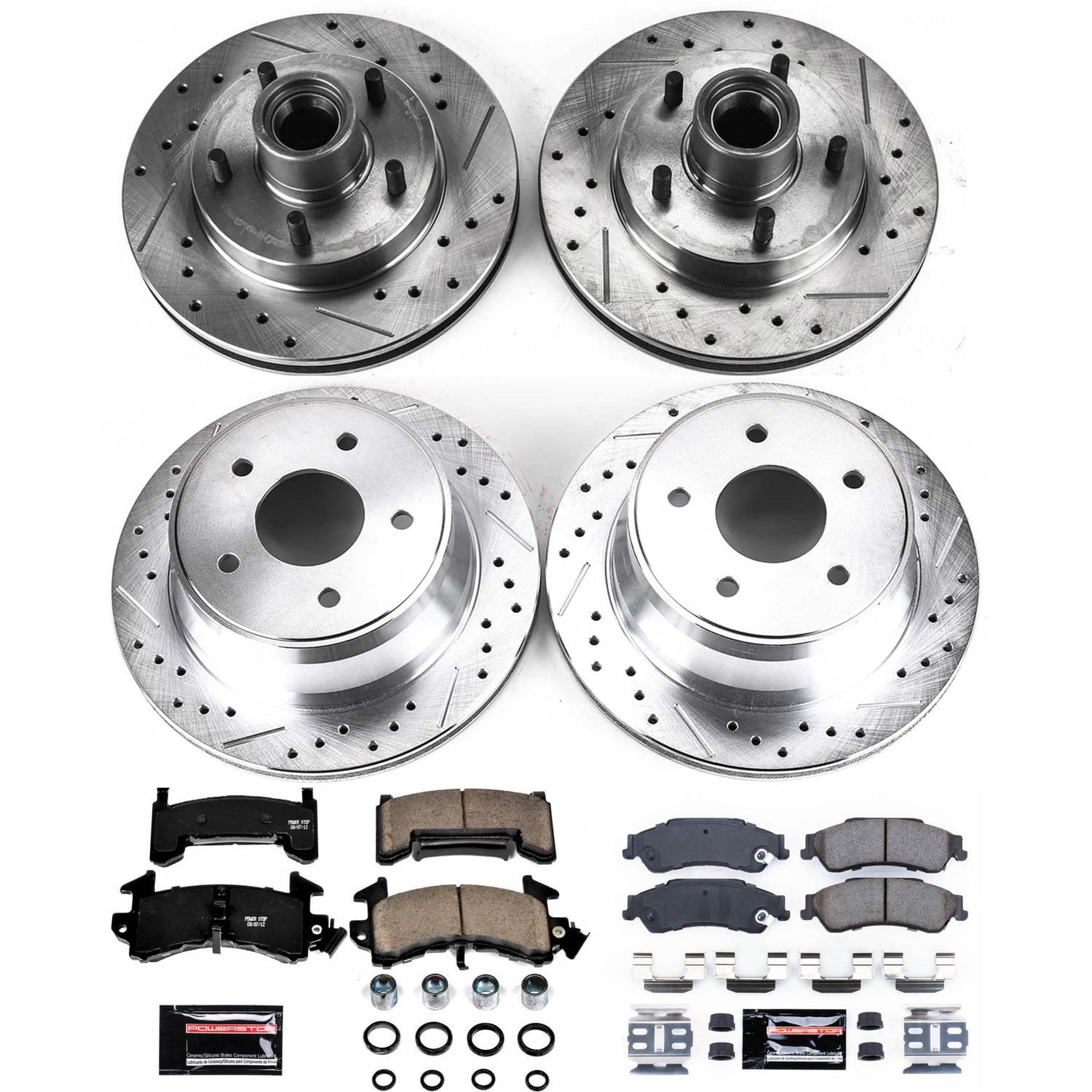 PowerStop Front and Rear Z23 Evolution Sport Carbon-Fiber Ceramic Brake Pad and Drilled & Slotted Rotor Kit Fits: CHEVROLET GMC Select Models K7913