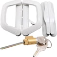 thumbnail image 3 of Matsuzay Juego de manijas de puerta corredera blancas con llaves para reemplazo de cerradura de puerta de Patio de vidrio de aleación de Zinc y Cerraduras de hardware Bloqueo unilateral, 3 of 6
