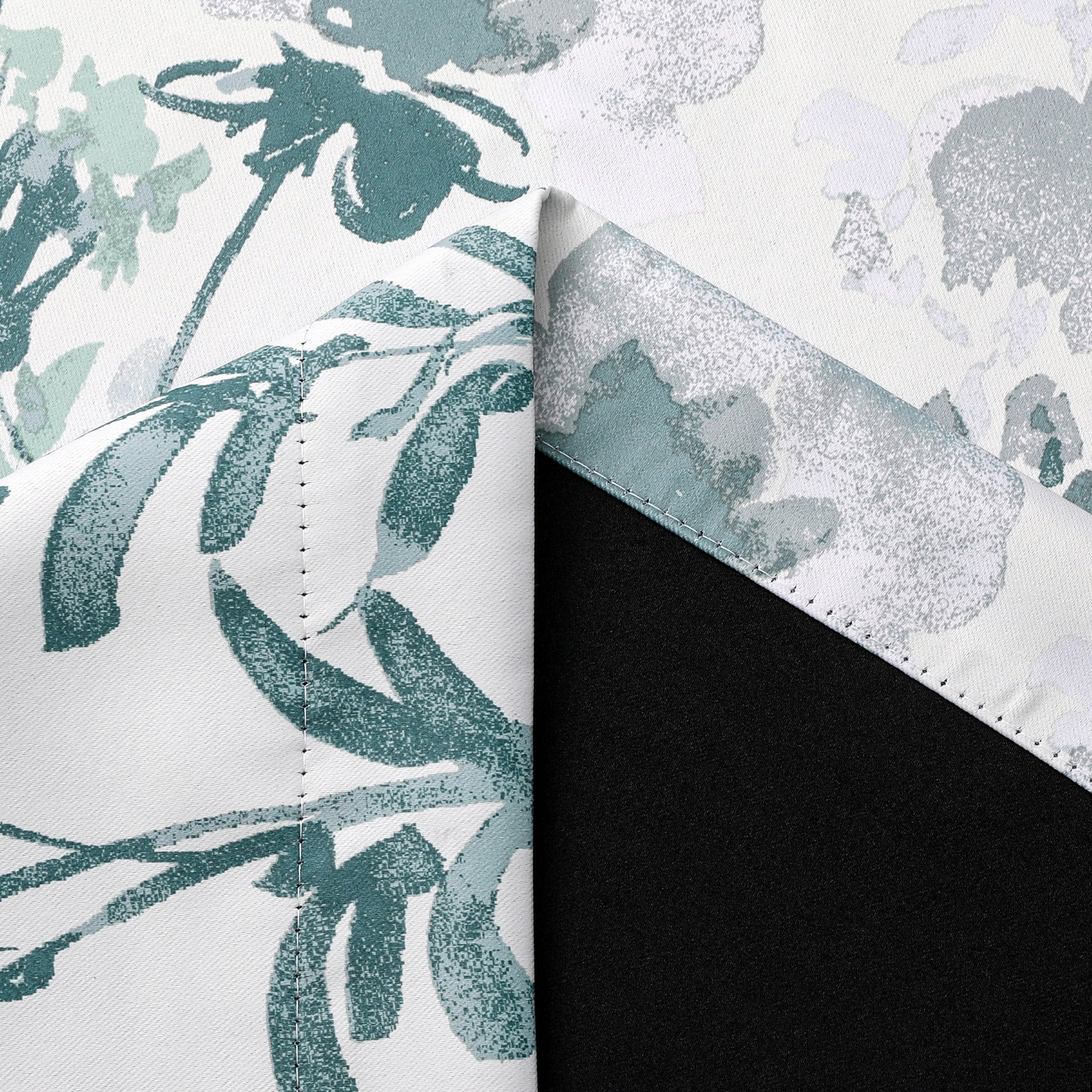 Decoultimatex Watercolor Floral Blackout Window Curtain Panels, Gray, 52"x 95"x 2