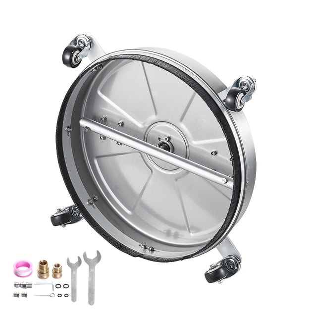 KFFKFF Laveuse à Pression de 18 Pouces pour Surfaces, Accessoires de Laveuse à Pression en Acier Inoxydable avec 4 Roues, PSI Max 4000, Connecteur Rapide 3/8, 2 Embouts de Pulvérisation, Poignée Double
