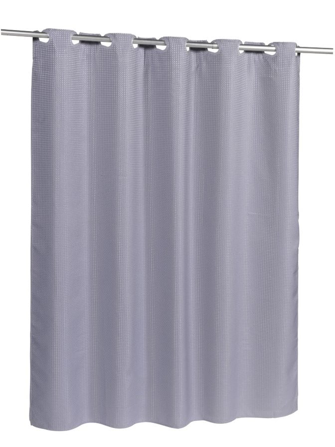 Pre Hooked™ Waffle Weave Fabric Shower Curtain in Pewter - Walmart.com