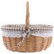 thumbnail image 1 of Bolsa de picnic tejida a mano, cesta de regalo de mimbre, cesta de almacenamiento interior de lino para almacenamiento, tamaño L (tela a cuadros color café), 1 of 6