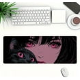 thumbnail image 2 of Anime Girl Gaming Large Mouse Pad, Manga Pink Eyes Cute Cat Large Gaming Mouse Mat with Stitched Edges,Non-Slip Waterproof Rubber Base Mous Mat, Office Computer Keyboard Laptop Home, 31.5”x11.8”, 2 of 7
