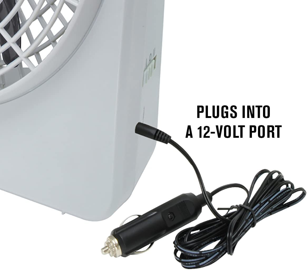 RoadPro Dual Power 12 Volt Plug In Car and RV 10 Inch 2 Speed Portable Fan