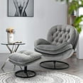 thumbnail image 2 of Accent Chair TV Chair Living Room Chair Sofa with Ottoman, Modern Accent Velvet Fabric Lazy Chair with Ottoman, Upholstered Lounge Reclining Armchair, Gray, 2 of 7