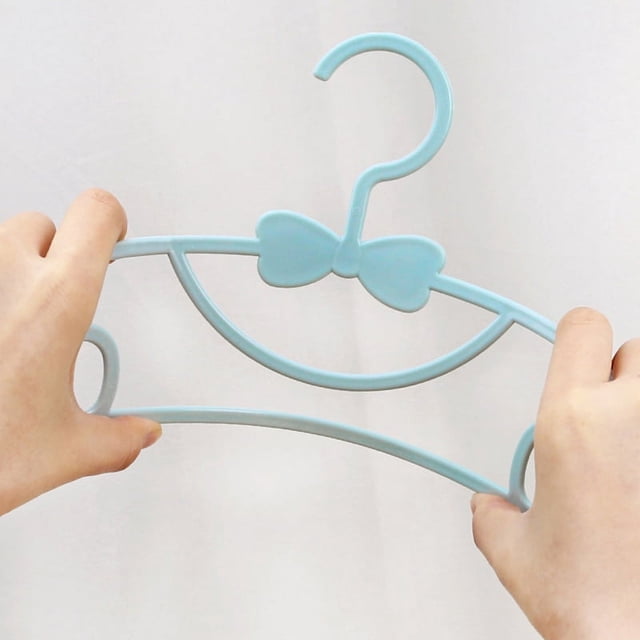10 Uds. Perchas de almacenamiento para niños, percha de secado de abrigos con nudo de lazo grueso de plástico para bebés pequeños, color azul