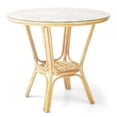 thumbnail image 5 of 3-Pc Rattan Wicker Dining Set Round Table Glass Top and 2 Denver Side Chairs with Cream Cushions, Natural Color, 5 of 9