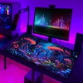 thumbnail image 3 of Simpkeely Fantasy Mushroom Mouse Pad, Blacklight Gaming Forest Waterproof Extended Large Desk Pad UV Long Computer Keyboard Big Mouse Mat with 3mm Non-Slip Rubber Base for Office Home - 31.5" x 11.8", 3 of 8