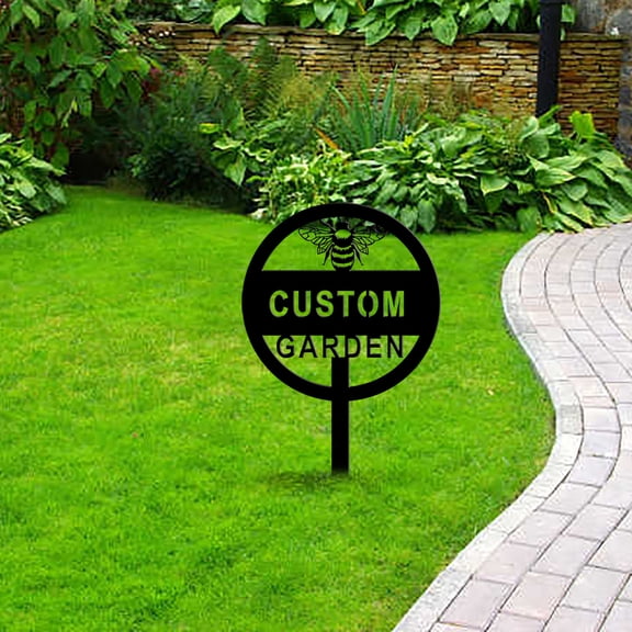 Custom Garden Sign, Bee Garden Stake,Personalized Garden Name Metal Sign,Garden Art,Metal Yard Art,Garden Decor