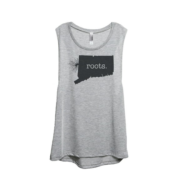 Thread Tank Home Roots State Connecticut CT Women's Sleeveless Muscle Tank Top Sport Grey Small