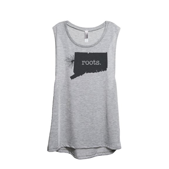 Thread Tank Home Roots State Connecticut CT Women's Sleeveless Muscle Tank Top Sport Grey Small
