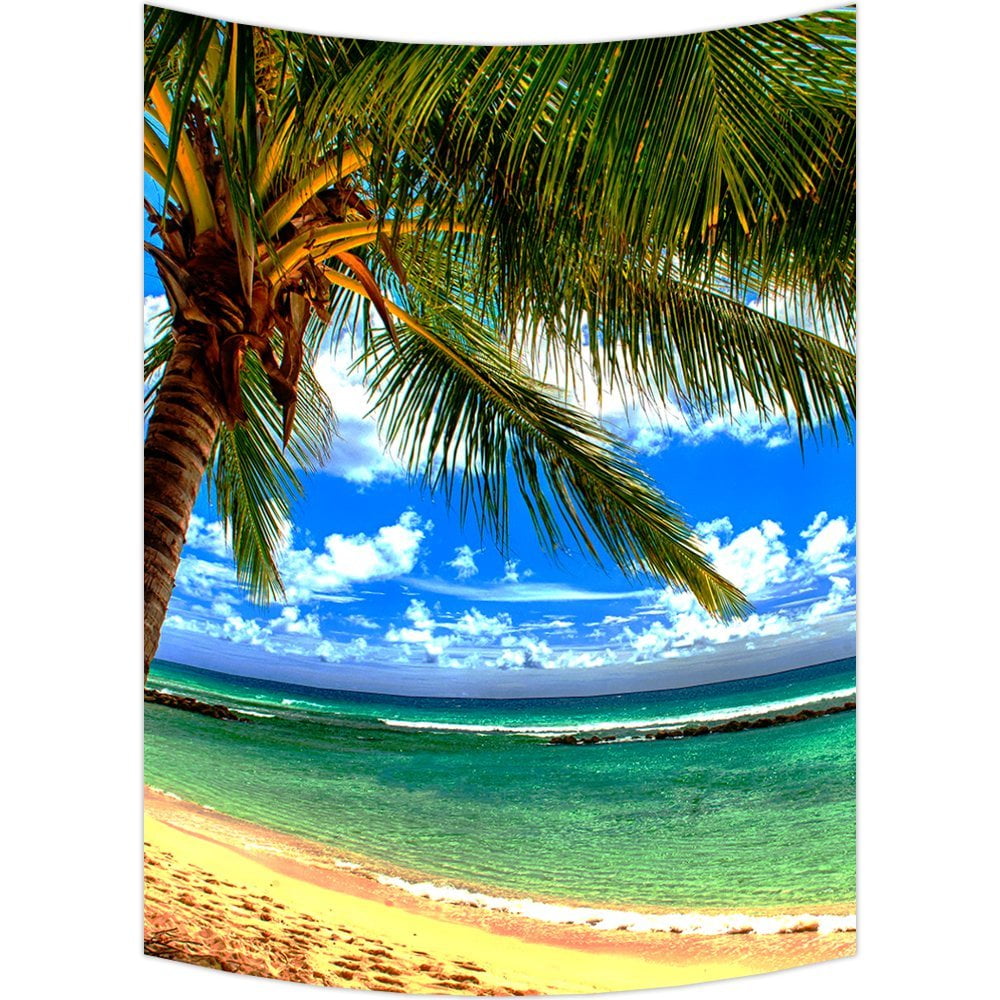 GCKG Beach Palm Tree Wall Art Tapestries Home Decor Wall Hanging