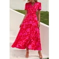 thumbnail image 4 of Vestido largo cruzado rojo floral PRETTYGARDEN con cuello en V, talla M, 4 of 8