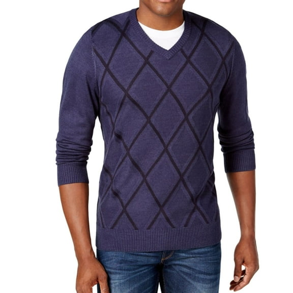Tricots St Raphael Mens Diamond V Pullover Sweater, Blue, Small