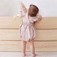 thumbnail image 5 of Mono de verano liso para niñas de 0 a 24 meses, mono de lino con volantes y mangas cortas, monos para recién nacidos y niños pequeños, 5 of 5