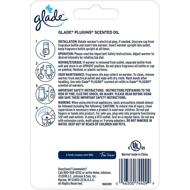 Glade PlugIns Scented Oil Warmer - 1 Each - White